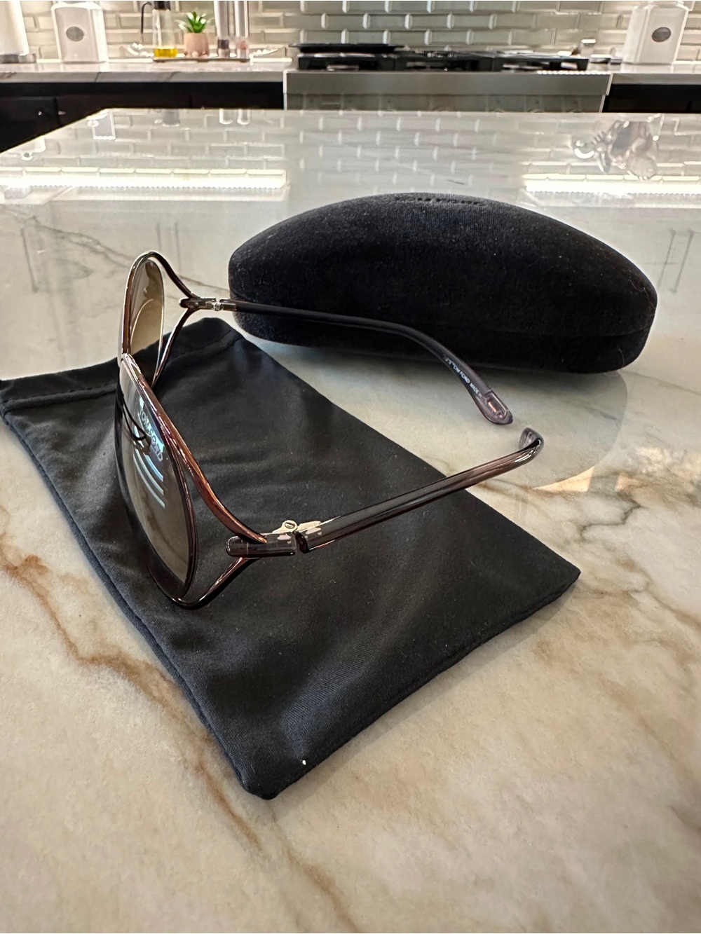 Tom Ford Brown Metal Frame Sunglasses with Brown Lenses - Picture 2 of 4